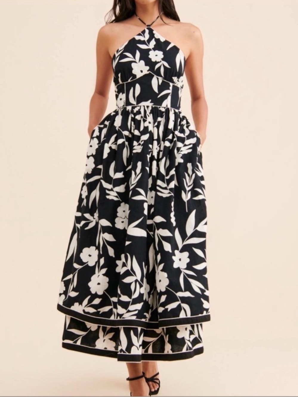 Anthropologie midi floral dress with pockets
